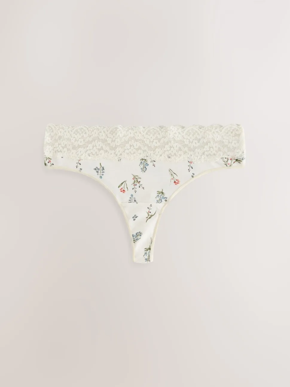 Vert à petites fleurs - Lot de 4 culottes en coton et dentelle