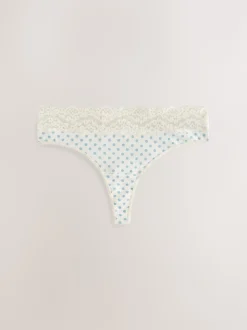 Vert à petites fleurs - Lot de 4 culottes en coton et dentelle