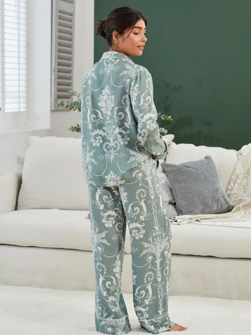 Vert - Pyjama Laura Ashley Josette boutonné