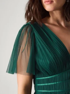 Vert - Robe de demoiselle d’honneur Monsoon Emily en tulle à manches courtes