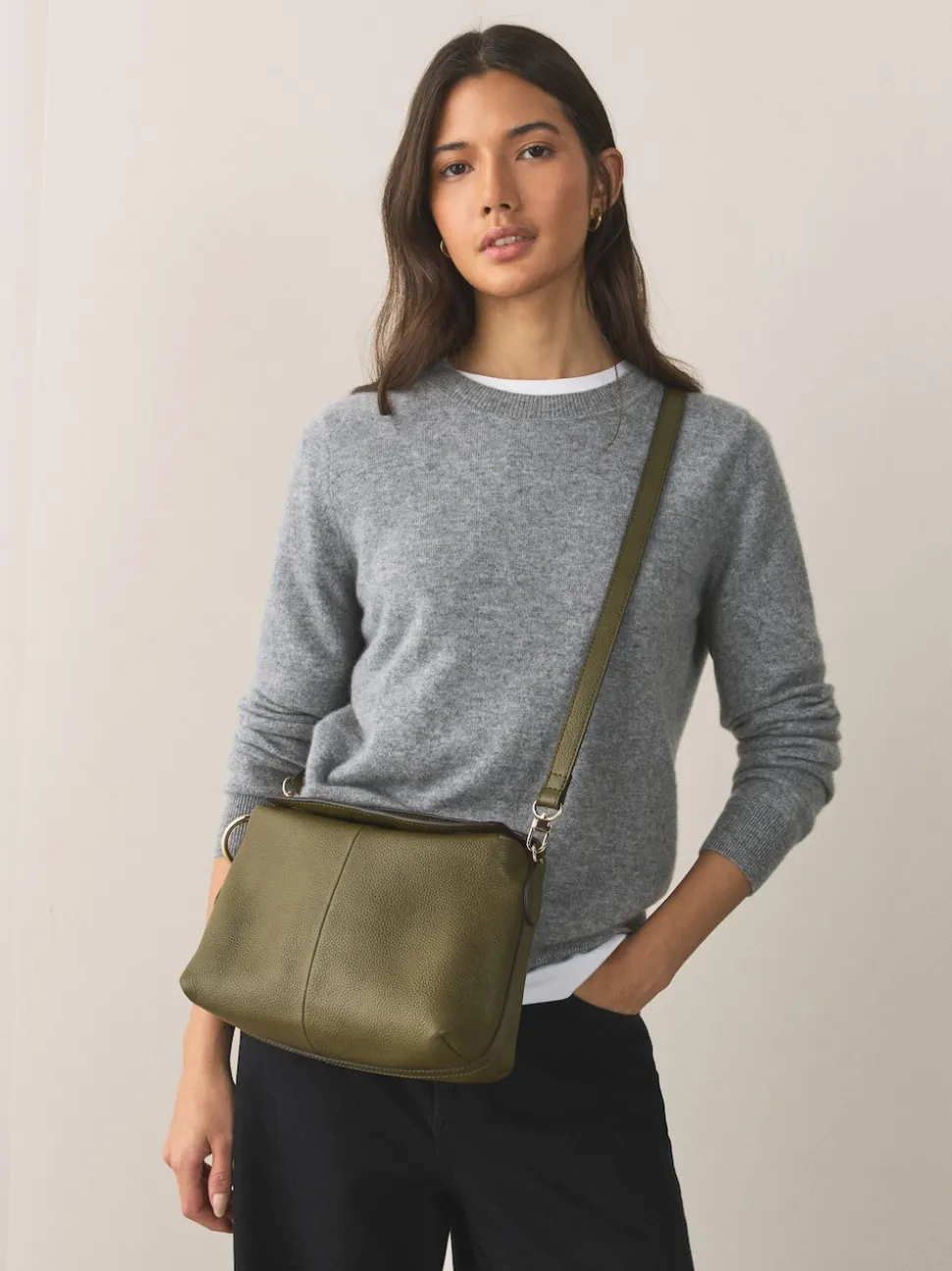 Vert - Sac à bandoulière souple en cuir