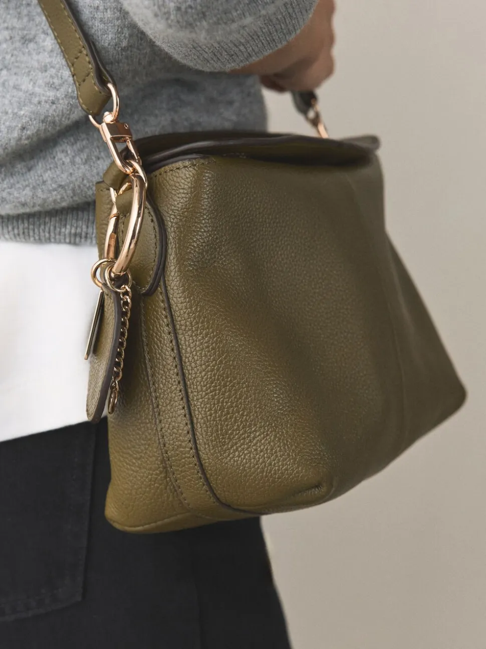 Vert - Sac à bandoulière souple en cuir