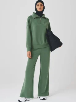 vert - Sweat-shirt Active Quarter Zip en modal