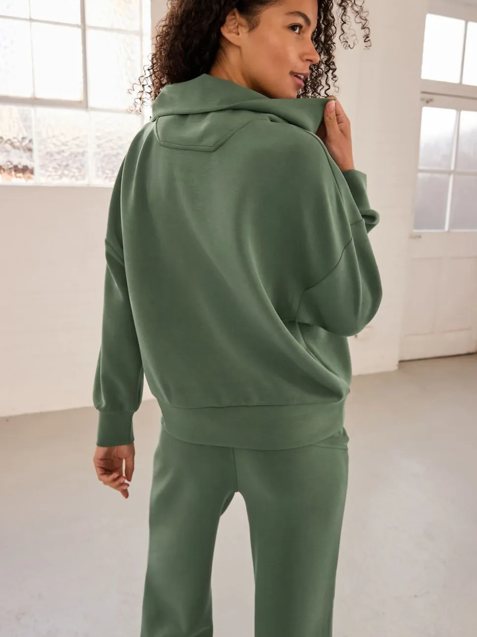 vert - Sweat-shirt Active Quarter Zip en modal