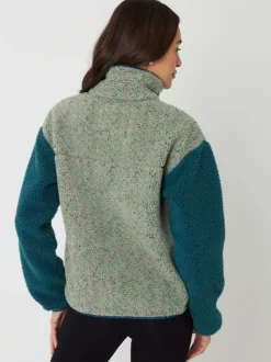 Vert - Threadbare Color-block Snap Polaire Borg