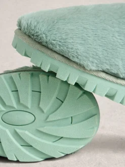 Vert - White Stuff Chaussons mules en fausse fourrure