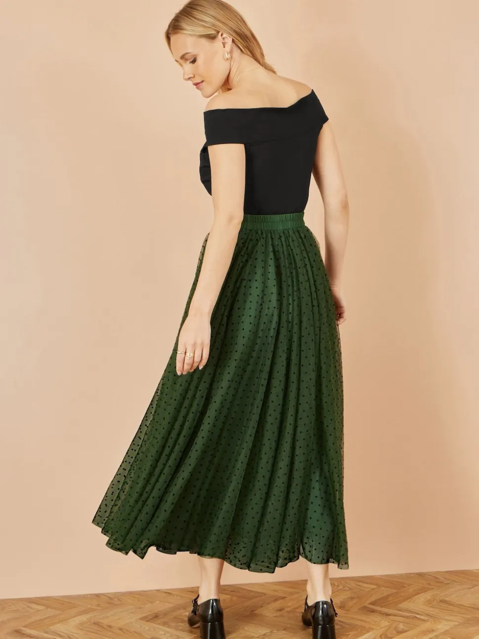 Vert - Yumi Maille Cœur Imprimé Tulle Jupes