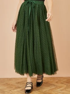 Vert - Yumi Maille Cœur Imprimé Tulle Jupes