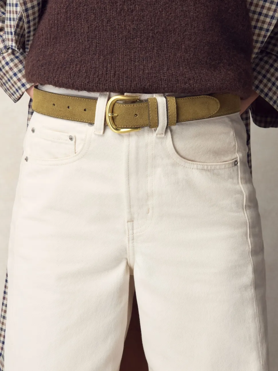 Vert atténué - Ceinture N. Premium Made in Italy en daim