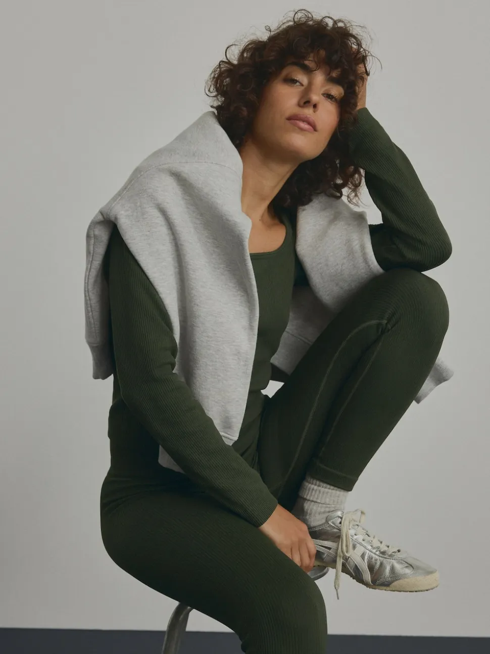 Vert forêt - Côtelé sans couture Taille haute Leggings