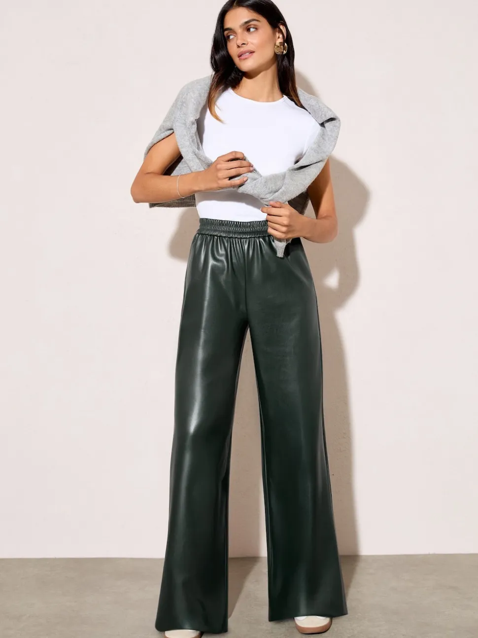 Vert forêt - Pantalon élastique Friends Like These en similicuir