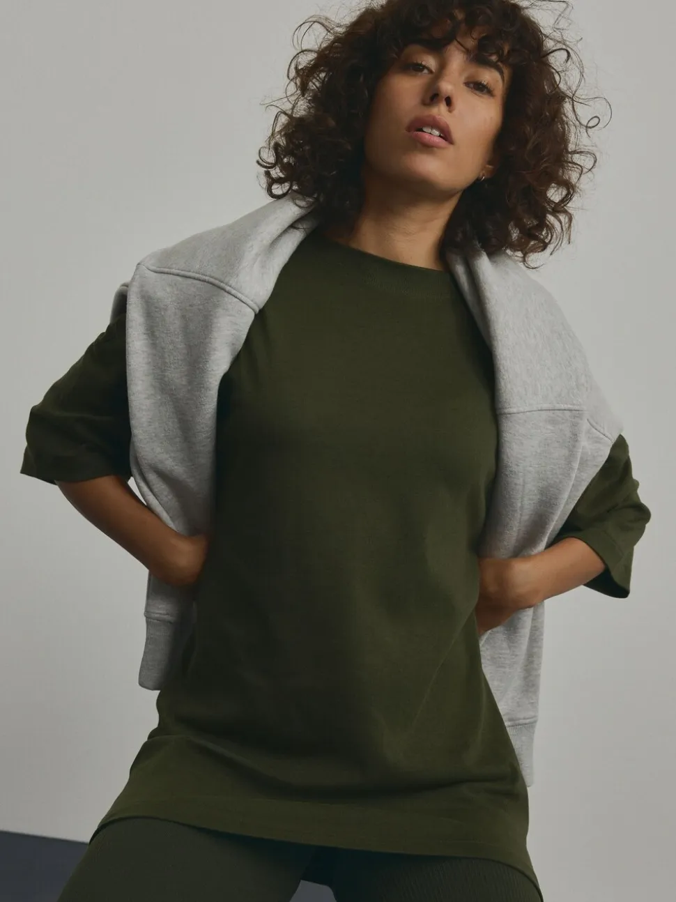 Vert forêt - T-shirt long épais décontracté