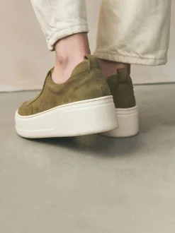 Vert kaki - Baskets Signature en cuir à plateforme compensée épaisse