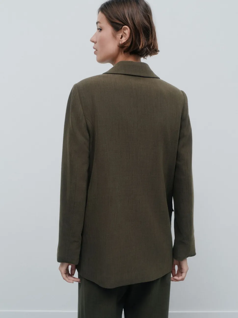 Vert kaki - Blazer croisé décontracté