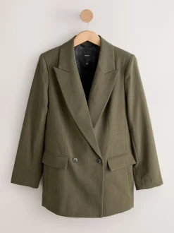 Vert kaki - Blazer croisé décontracté