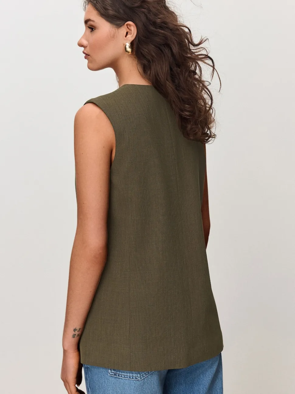 Vert kaki - Blazer Gilet croisé