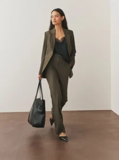 Vert kaki - Blazer simple boutonnage en laine