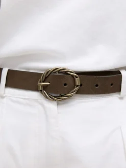 Vert kaki - Ceinture en daim à boucle ovale