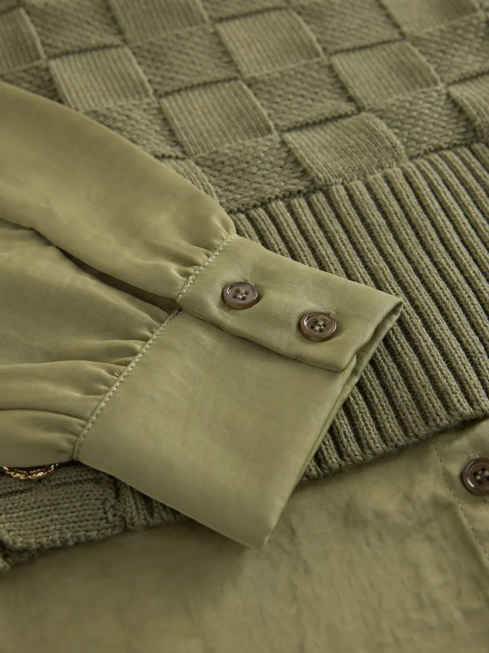 Vert kaki - Couche de chemise débardeur en maille avec boutons