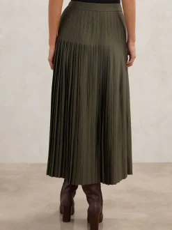 Vert kaki - Jupe mi-longue Reiss Savannah plissée