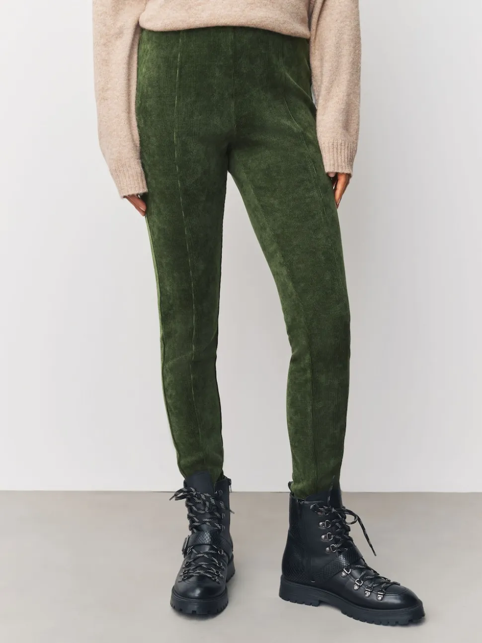 Vert kaki - Leggings en velours côtelé