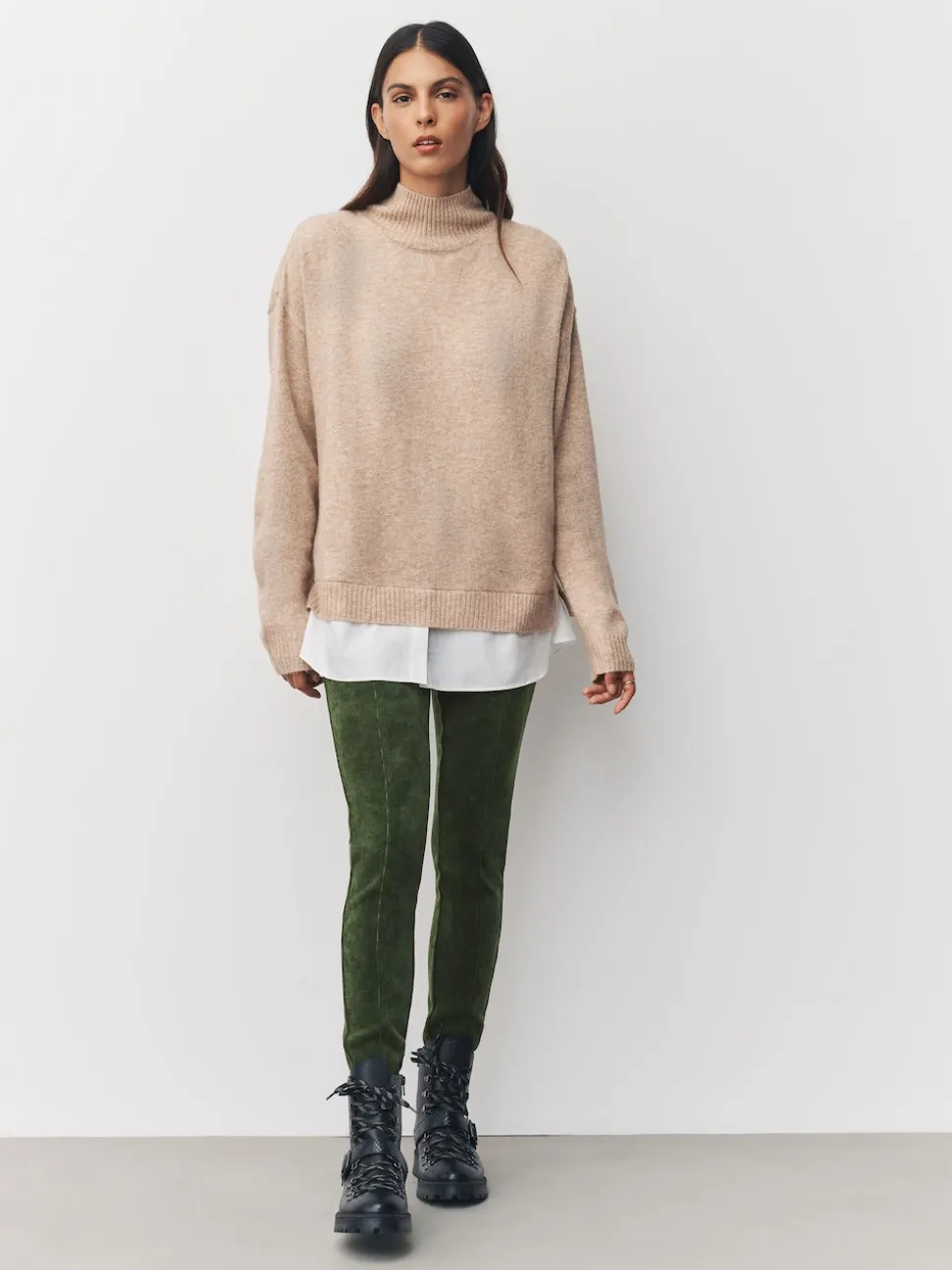 Vert kaki - Leggings en velours côtelé