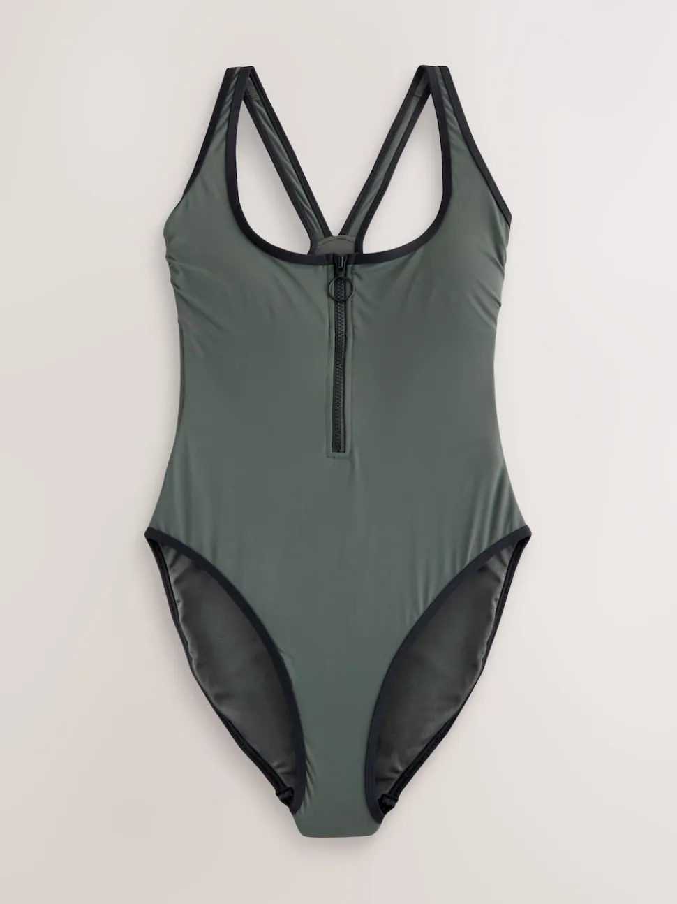 Vert kaki - Maillot de bain avec fermeture éclair et contrôle du ventre