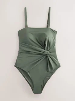 Vert kaki - Maillot de bain Twist Bandeau Tummy Control