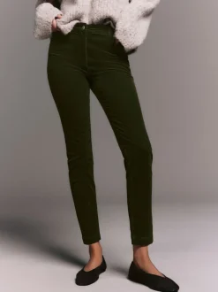 Vert kaki - Pantalon skinny en velours côtelé