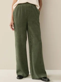Vert kaki - Pantalons Amples en velours côtelé doux
