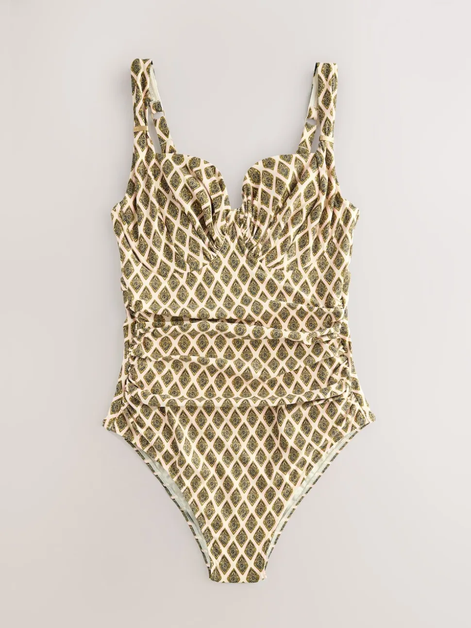 Vert kaki/Cream Woodblock à la feuille d'aluminium - Maillot de bain DK à armatures avec contrôle du ventre