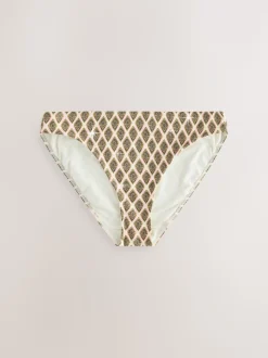 Vert kaki/Cream Woodblock à la feuille d'aluminium - Bas de bikini