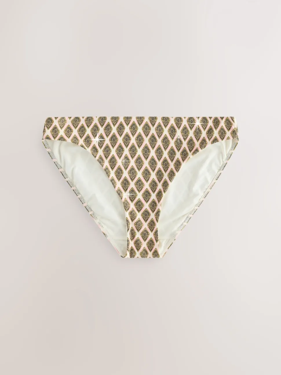 Vert kaki/Cream Woodblock à la feuille d'aluminium - Bas de bikini