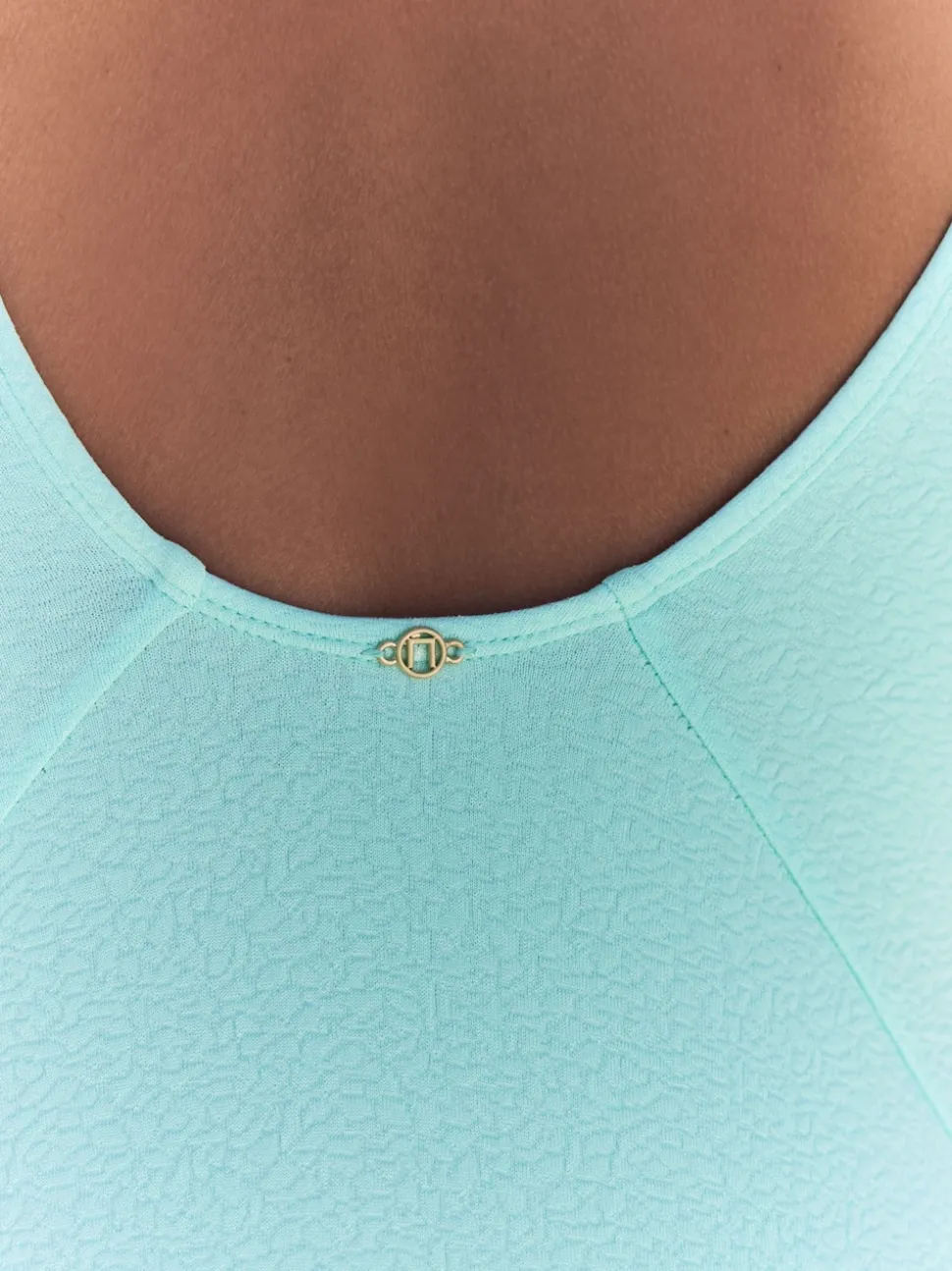 Vert menthe texturé - Maillot de bain gainant le ventre froncé