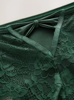 Vert émeraude - Culotte en dentelle à dos nœud