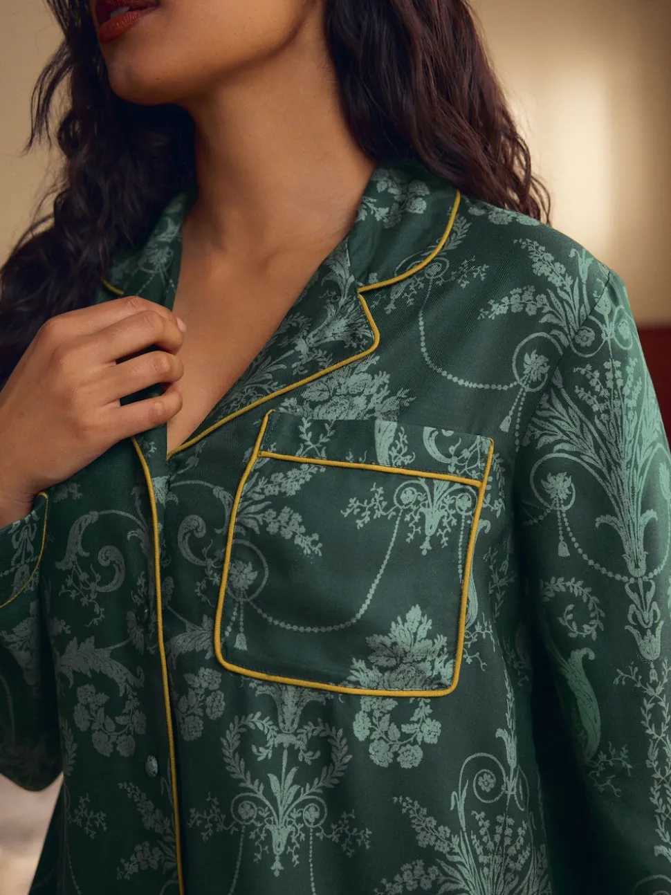 Vert émeraude - Pyjama Laura Ashley Josette boutonné
