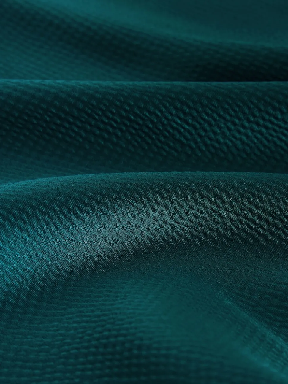 Vert émeraude - Robe mi-longue texturée en Satin à Manches courtes torsadée sur le devant