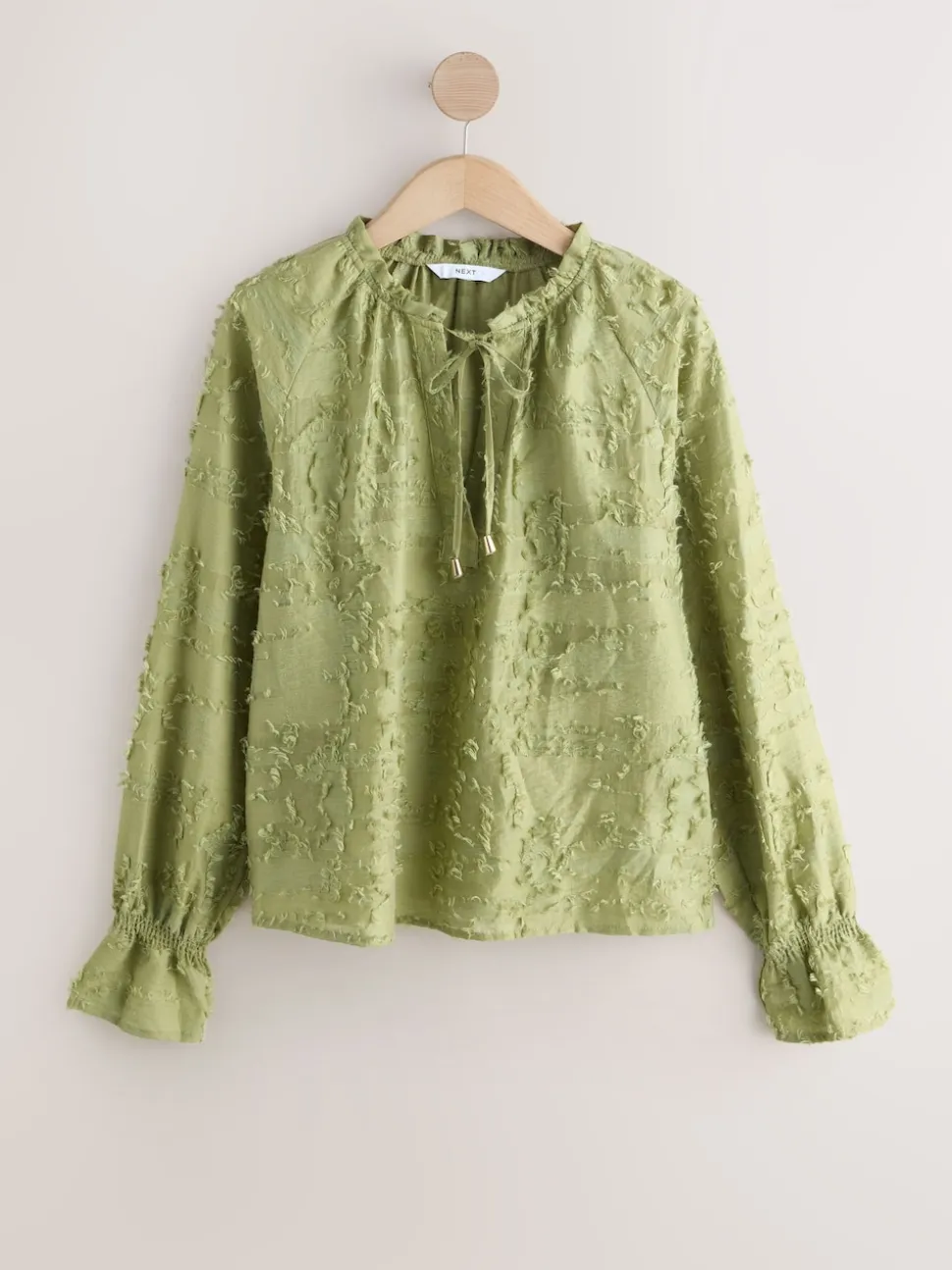 Vert olive - Chemisier Tufty en jacquard à manches longues