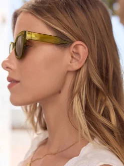 Vert olive - Lunettes de soleil fines œil-de-chat