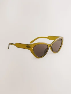Vert olive - Lunettes de soleil fines œil-de-chat