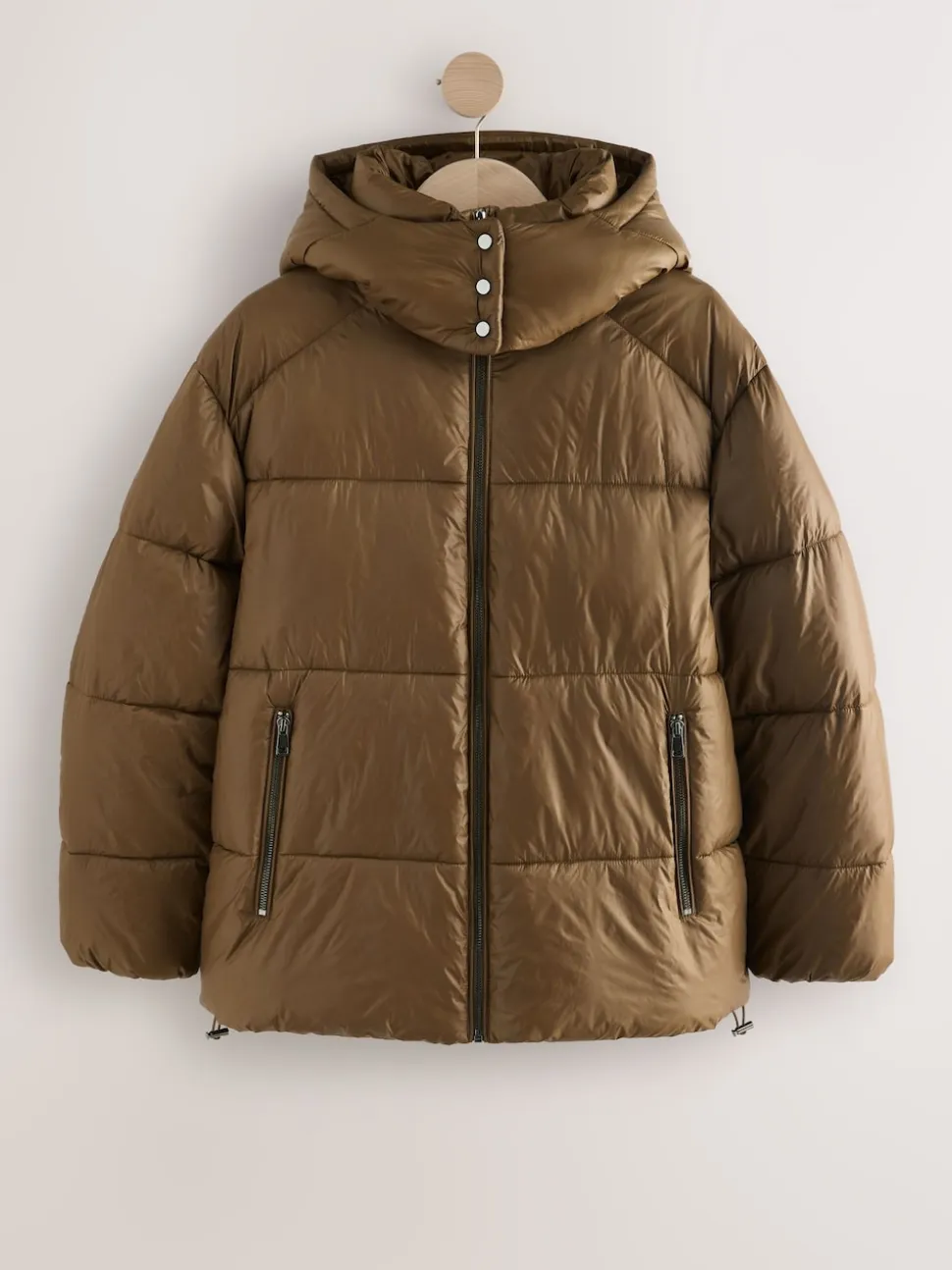 Vert olive - Manteau matelassé ultra brillant