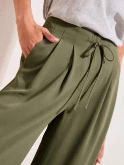 Vert olive - Pantalons Palazzo Friends Like These Ceinturée