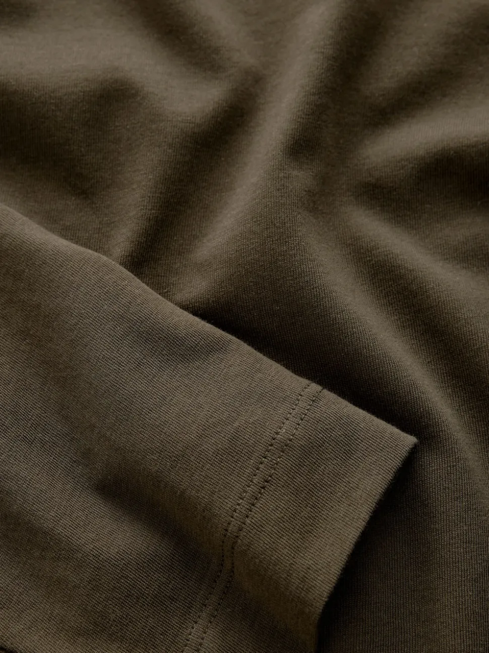 Vert olive - T-shirt à manches longues de cou d'équipage