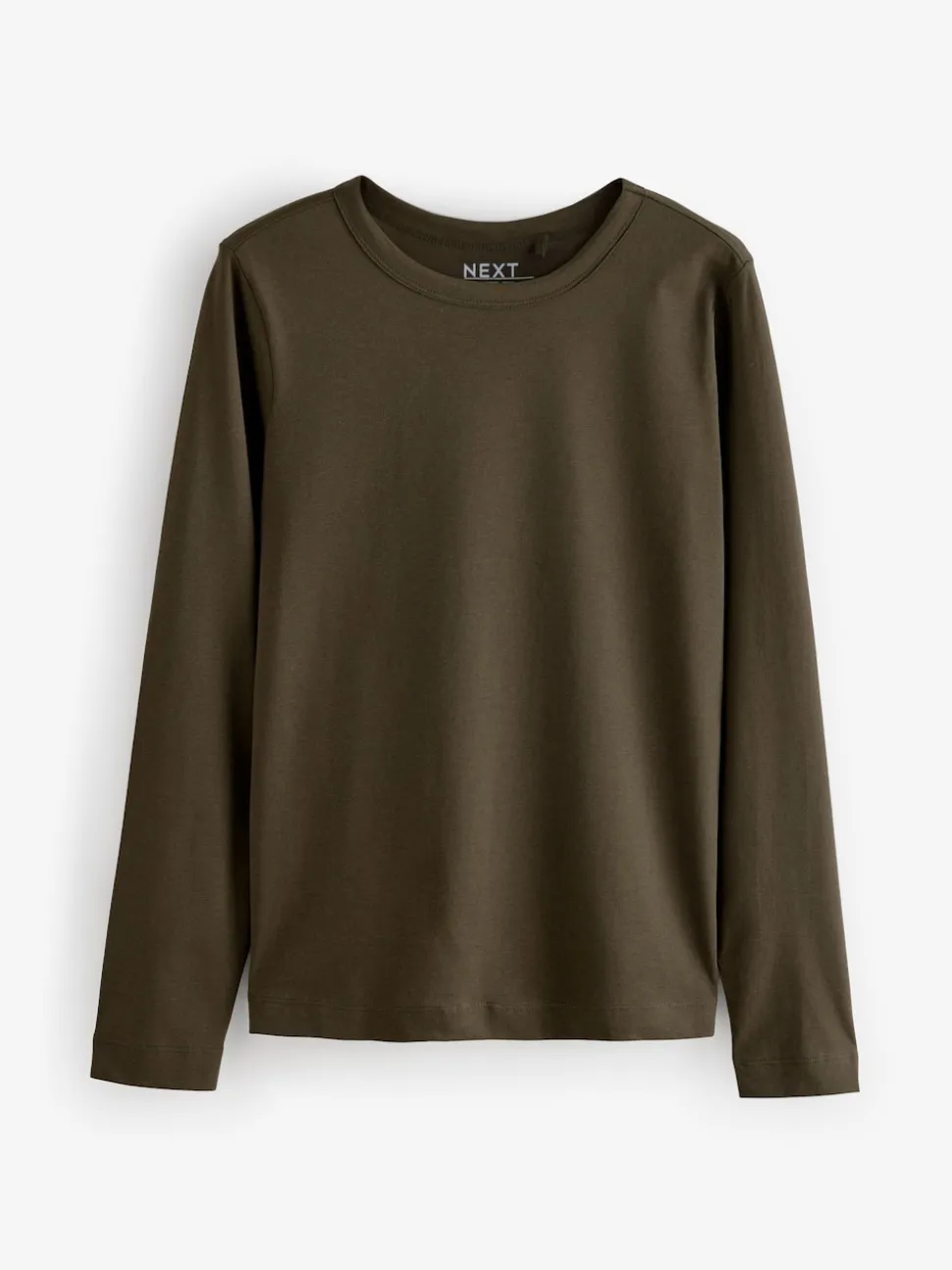 Vert olive - T-shirt à manches longues de cou d'équipage