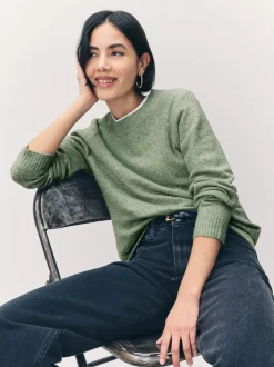 Vert olive - Vero Moda pull doux au toucher en maille confortable à col rond
