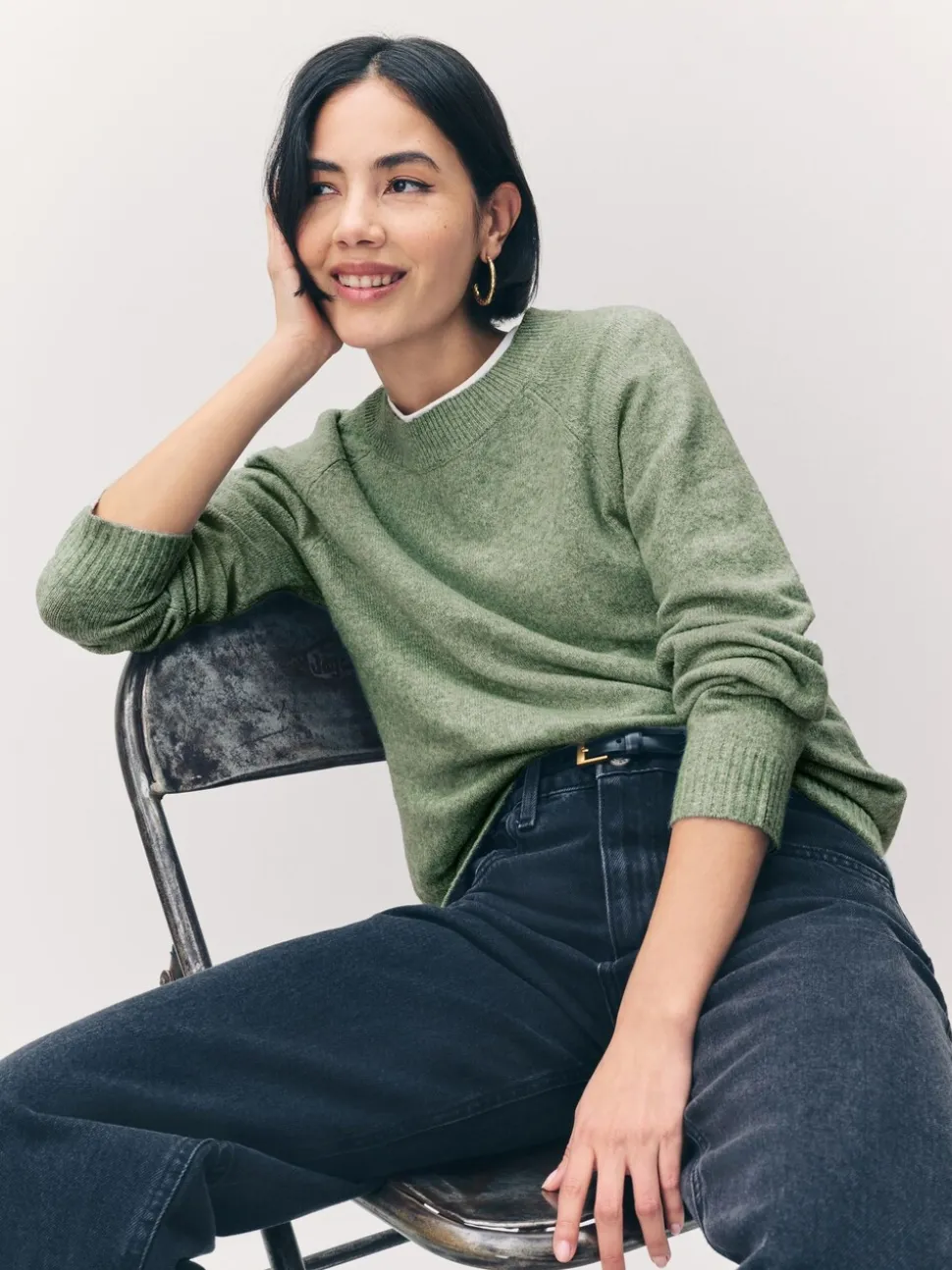 Vert olive - Vero Moda pull doux au toucher en maille confortable à col rond