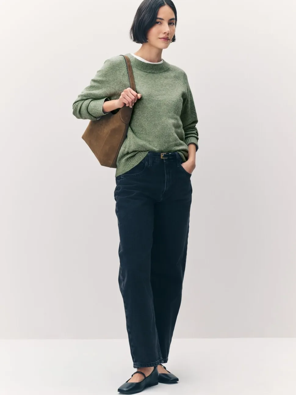 Vert olive - Vero Moda pull doux au toucher en maille confortable à col rond