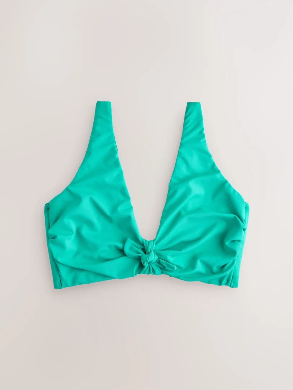 Vert turquoise - Haut de bikini plongeant DD+ noué sur le devant