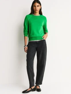 Vert vif - Pull col rond riche en coton au toucher doux