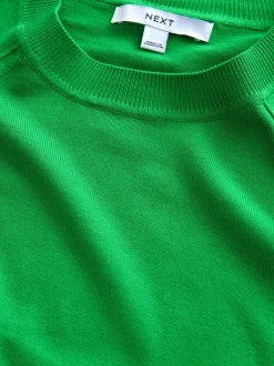 Vert vif - Pull col rond riche en coton au toucher doux
